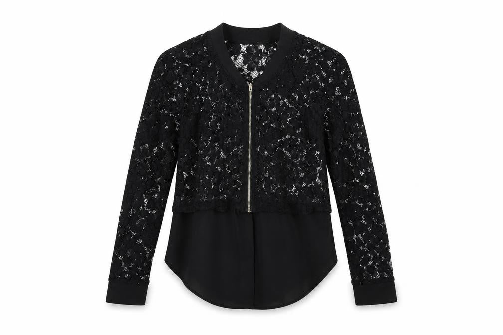 River Island Womens Black Floral Lace Basic Blouse Size 6