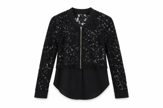 River Island Womens Black Floral Lace Basic Blouse Size 6