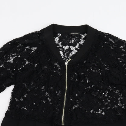 River Island Womens Black Floral Lace Basic Blouse Size 6