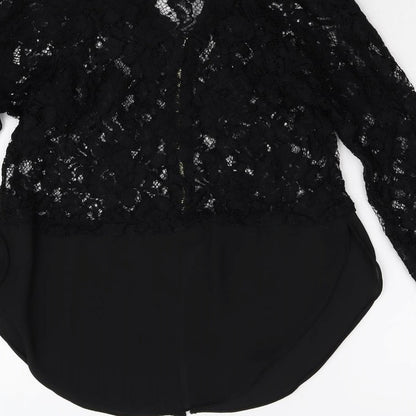 River Island Womens Black Floral Lace Basic Blouse Size 6