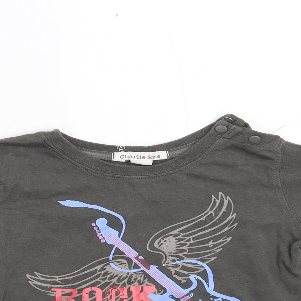 Charlie & Me Boys Grey   Basic T-Shirt Size 2 Years