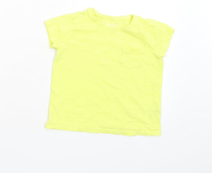 Front view of Primark girls’ yellow basic t-shirt, size 4-5, years