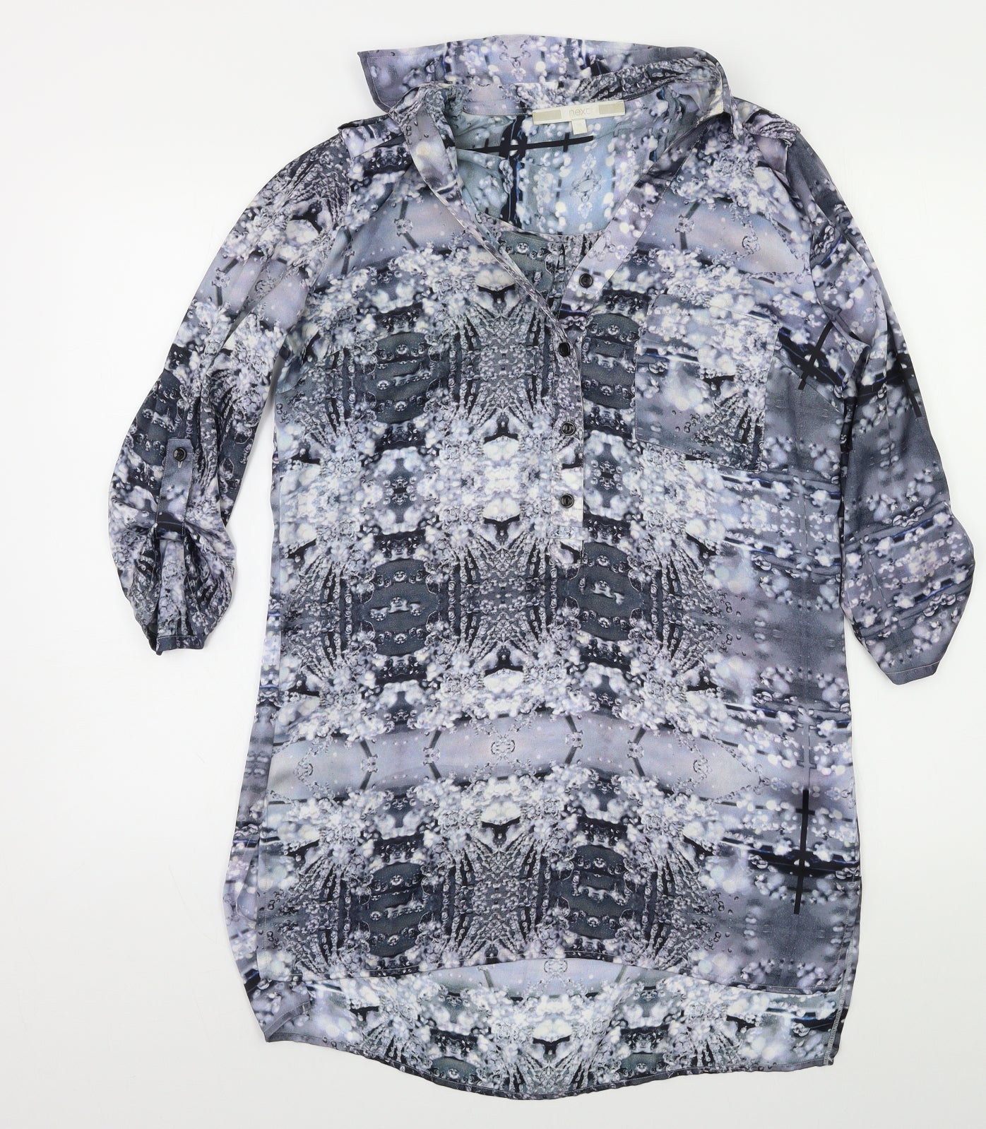 NEXT Womens Black Geometric  Basic Blouse Size 10
