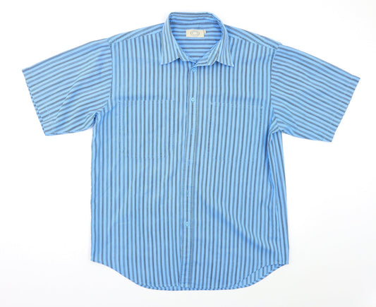 Casual Club Mens Blue Striped   Button-Up Size L