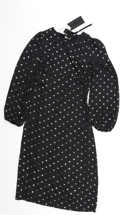 Fashion Union Womens Black Polka Dot  A-Line  Size S
