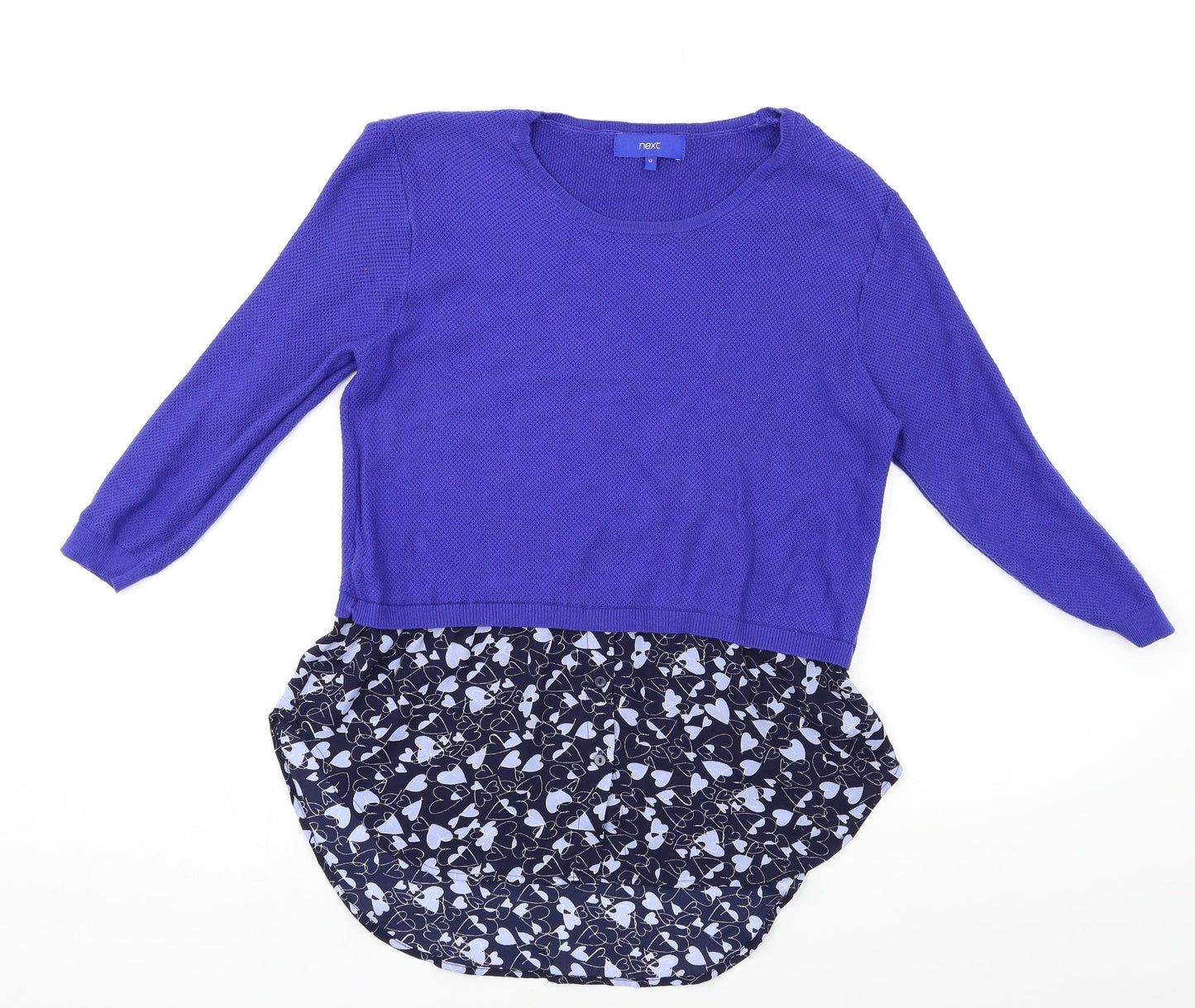 NEXT Womens Blue Geometric  Basic Blouse Size 12