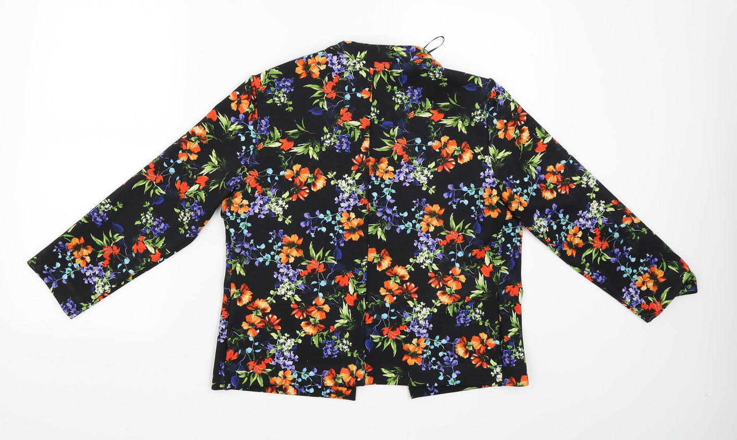 Papaya Womens Black Floral  Basic Blouse Size 12