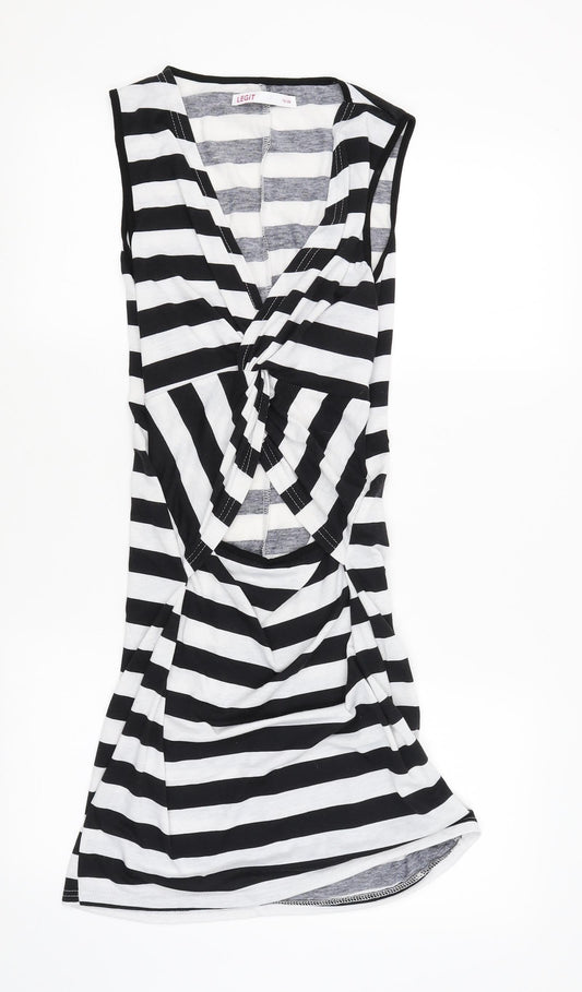 Legit Womens White Striped  Basic Blouse Size 14