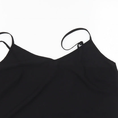 Close-up detail of ASOS women’s black camisole blouse, size UK 10