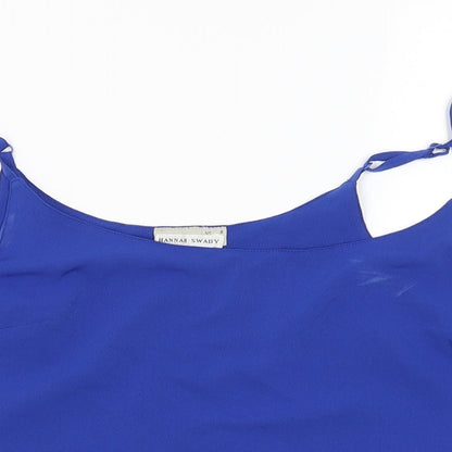 Close-up detail of ASOS women’s blue camisole blouse, size UK 8