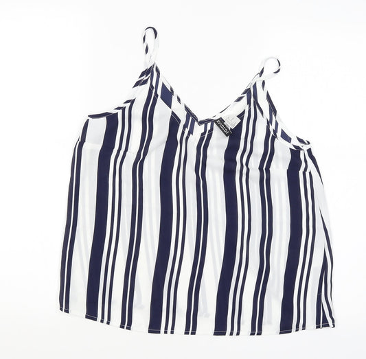 Divided Womens Blue Striped  Camisole Blouse Size 10