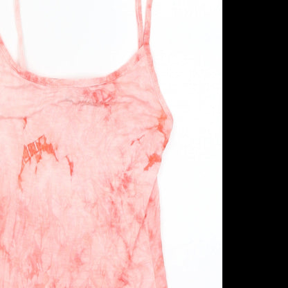 Close-up detail of Missguided women’s pink camisole blouse, size UK 10