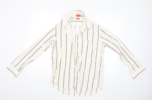 Navigator Mens Beige Striped   Button-Up Size S