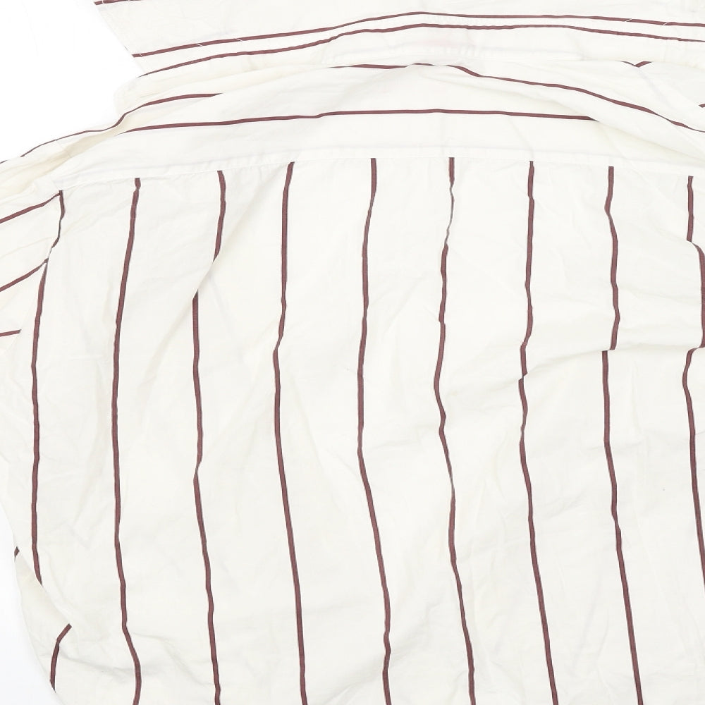 Navigator Mens Beige Striped   Button-Up Size S