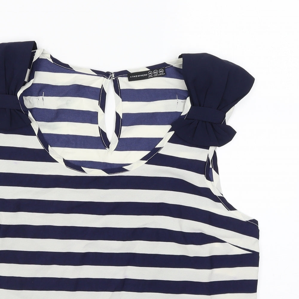 Atmosphere Womens Blue Striped  Basic Tank Size 14