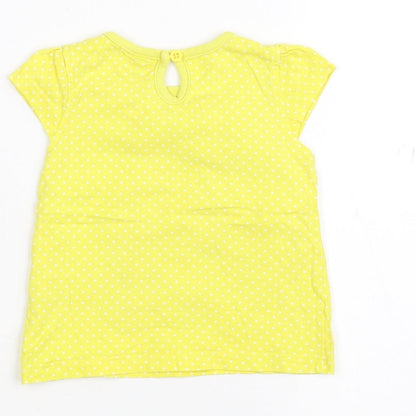 Brand and care label for Tu Baby Yellow Basic T-Shirt, size 9-12, Months