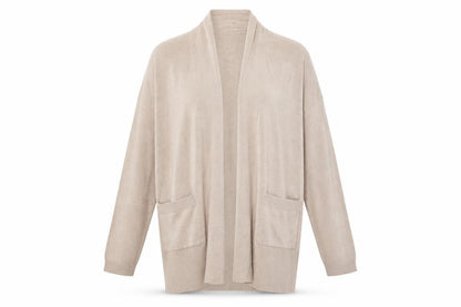 Front view of Atmosphere women’s beige cardigan jumper, size UK 4