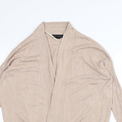 Close-up detail of Atmosphere women’s beige cardigan jumper, size UK 4