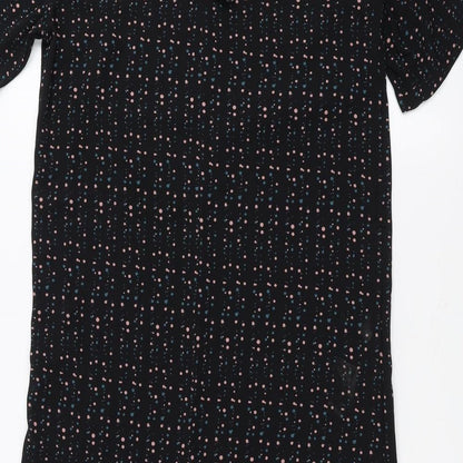 Brand and care label for JDY women’s black polka dot a-line, size UK 6