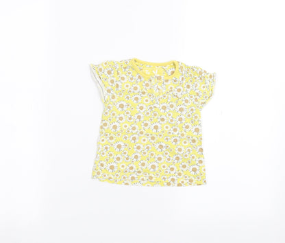 Additional front view of Tu Baby Yellow Floral Basic T-Shirt, size 6-9, Months