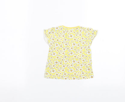 Back view of Tu Baby Yellow Floral Basic T-Shirt, size 6-9, Months