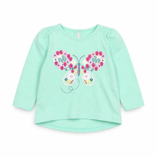 Front view of M&Co Baby Green Basic T-Shirt, size 6-9, Months