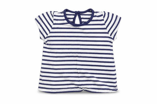 Front view of Matalan Baby White Striped Basic T-Shirt, size 6-9, Months