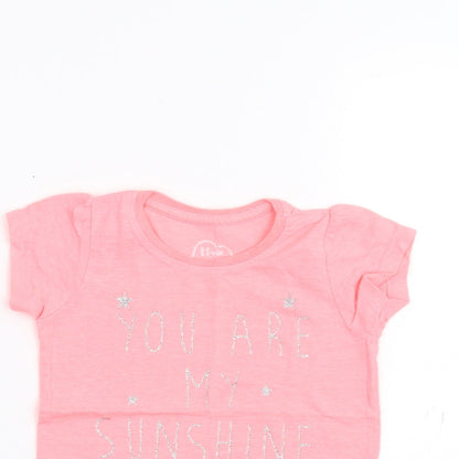 Close-up detail of Young Dimension Baby Pink Basic T-Shirt, size 18-24, Months