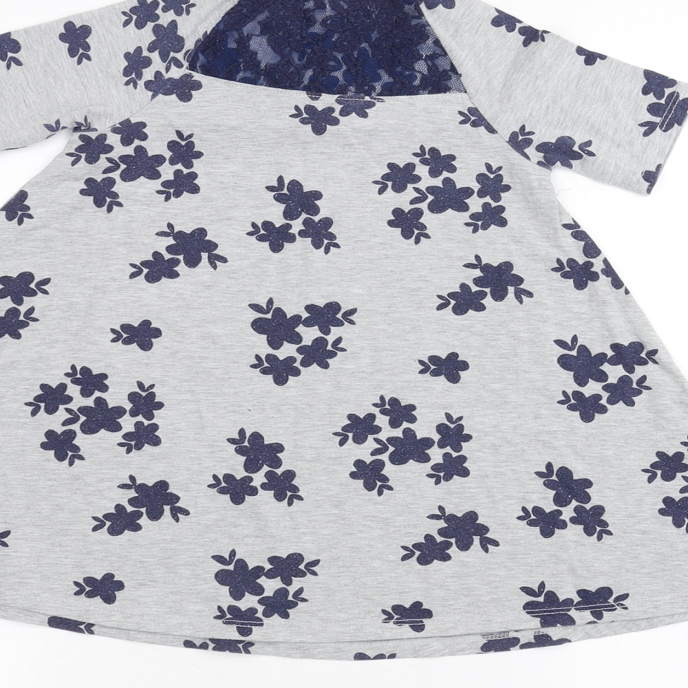 Tucker + Tate Girls Grey Floral  A-Line  Size 3 Years