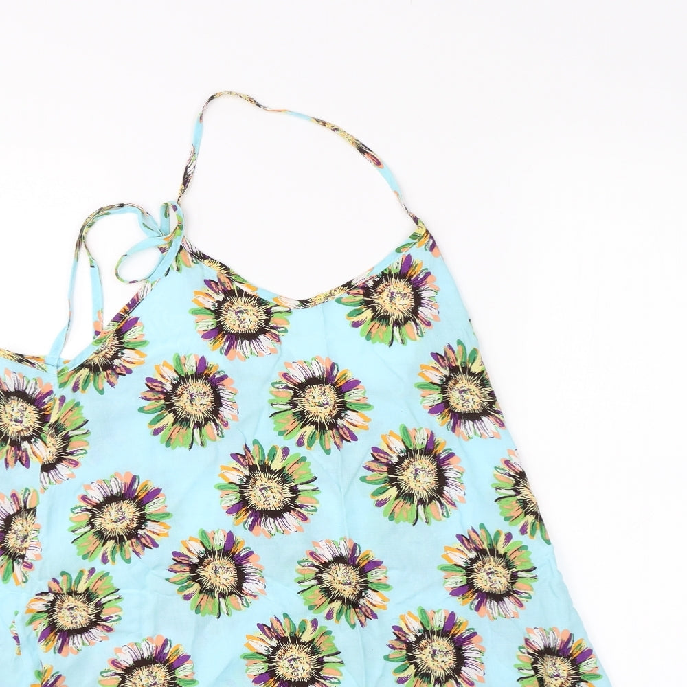 Hearts & Bows Womens Blue Floral  Basic Blouse Size 6