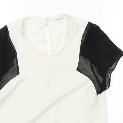 Close-up detail of Miss Selfridge women’s white basic blouse, size UK 6