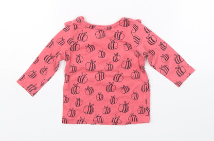 Back view of F&F girls’ pink basic t-shirt, size 0-3, months
