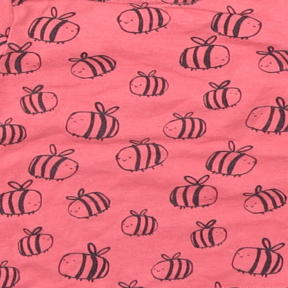 Brand and care label for F&F girls’ pink basic t-shirt, size 0-3, months