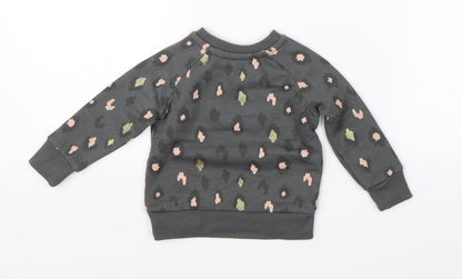 Back view of Primark girls’ grey animal print jumper, size 3-6, months