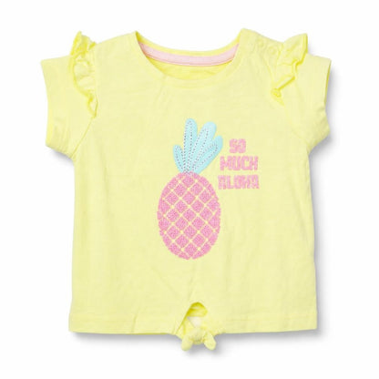 Front view of Primark girls’ yellow basic t-shirt, size 3-6, months