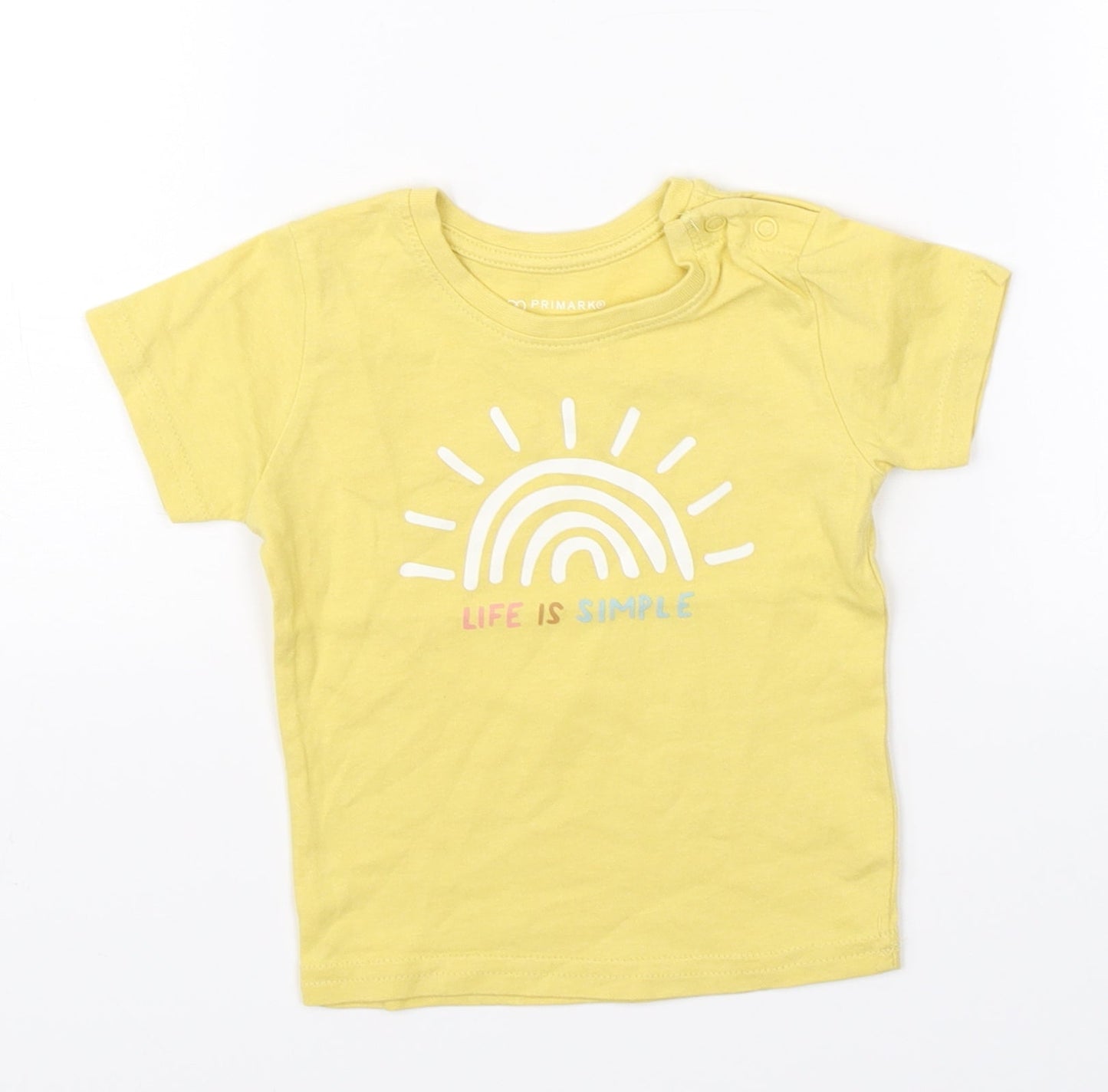 Primark Girls Yellow   Basic T-Shirt Size 6-9 Months