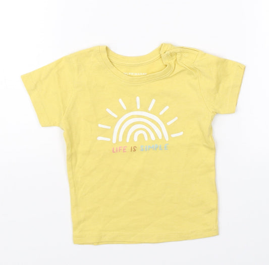 Primark Girls Yellow   Basic T-Shirt Size 6-9 Months