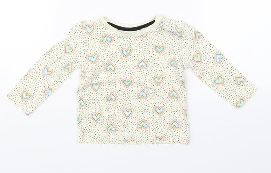 Primark Girls White Polka Dot  Basic T-Shirt Size 3-6 Months