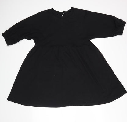 Additional front view of ASOS women’s black rayon a-line, size UK 10