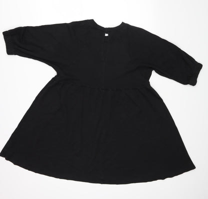 Back view of ASOS women’s black rayon a-line, size UK 10