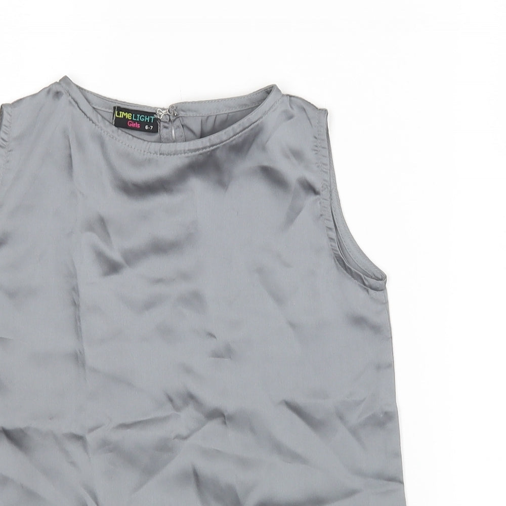 Lime Light Girls Silver   Basic Blouse Size 6-7 Years