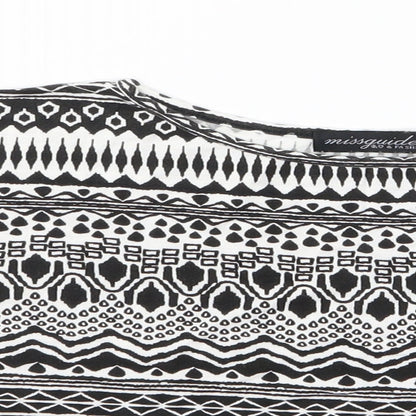 Close-up detail of Missguided women’s black rayon basic t-shirt, size S