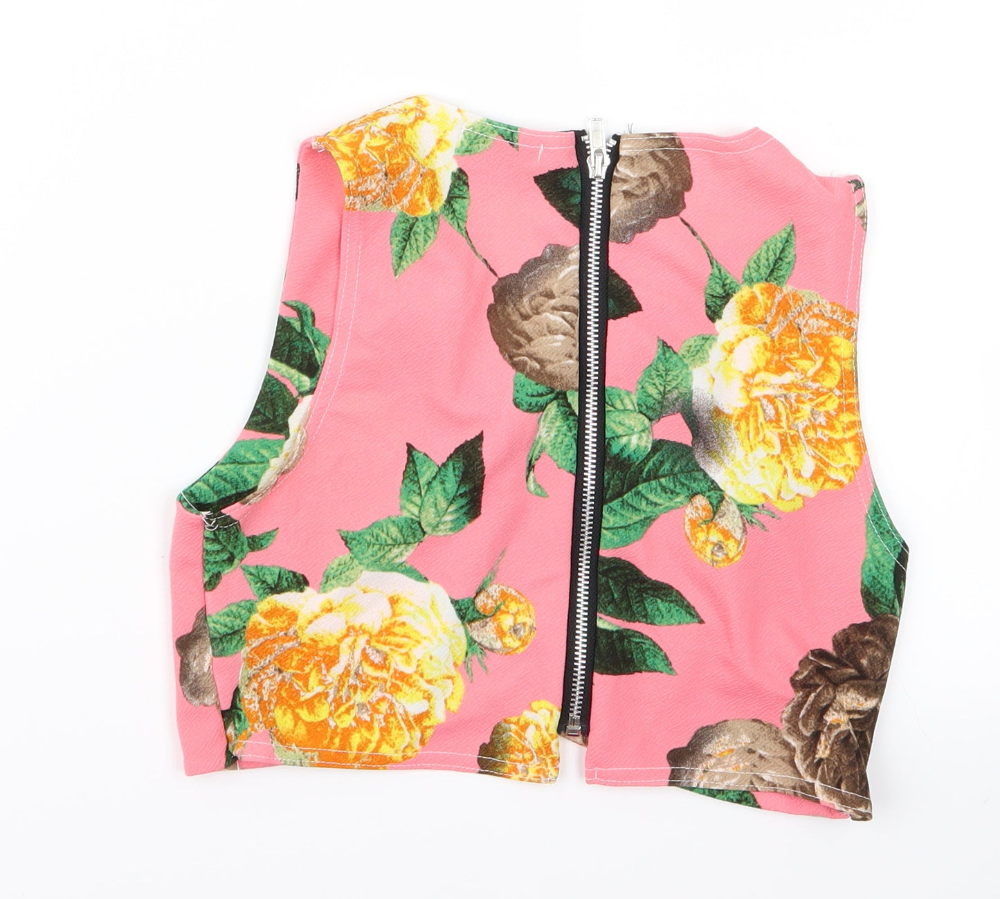 dolls Womens Pink Floral  Cropped Tank Size M