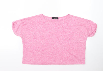 Additional front view of misguided women’s pink basic t-shirt, size UK 10