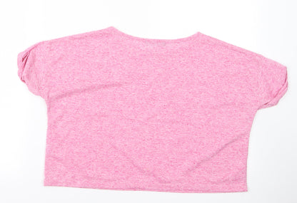 Back view of misguided women’s pink basic t-shirt, size UK 10