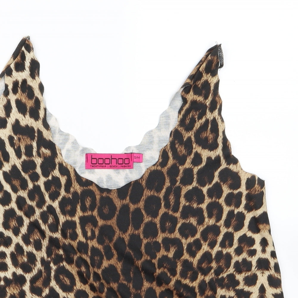 Boohoo Womens Black Animal Print  Basic Tank Size S