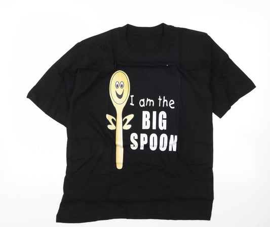 Preworn Womens Black   Basic T-Shirt Size M  - spoon