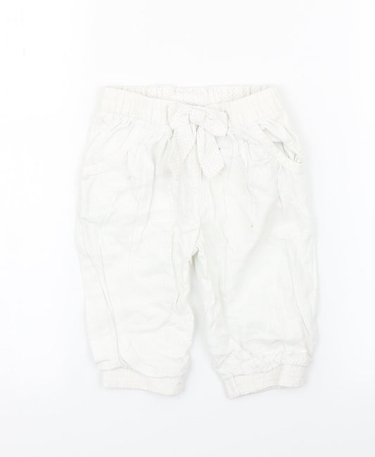 Preworn Girls White Floral  Bloomer Trousers Size 2-3 Years