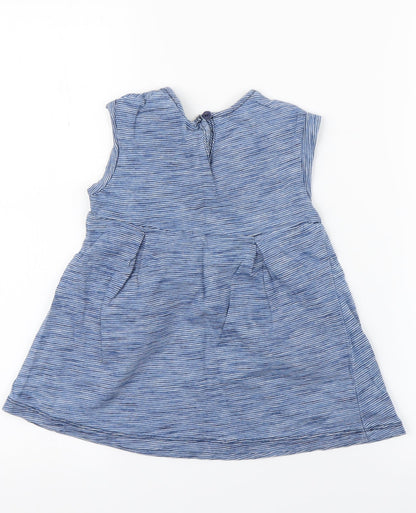 Back view of girls’ blue pullover t-shirt, size 2-3, years