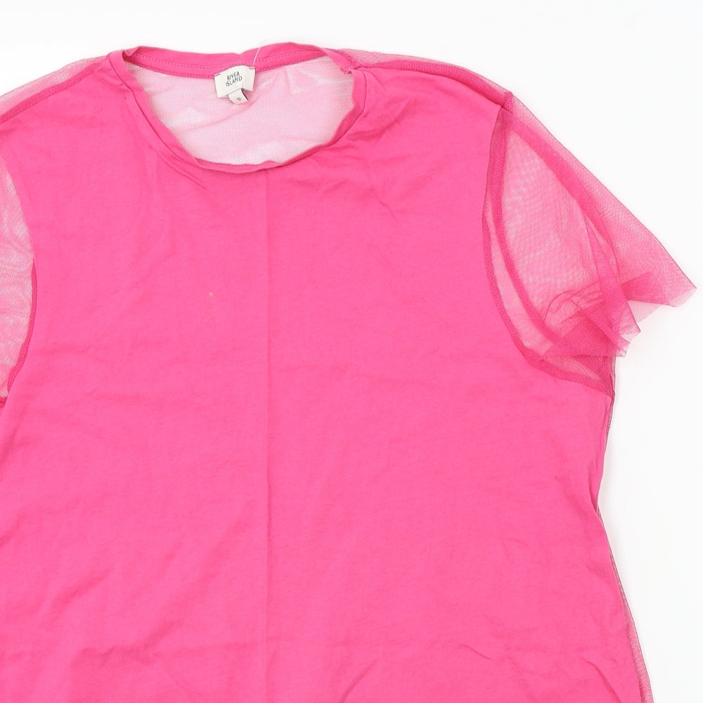 River Island Womens Pink   Basic Blouse Size 10  - sheer back